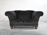 Oskar Chesterfield Chair In Black Cat Vintage Velvet