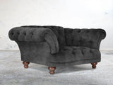 Oskar Chesterfield Chair In Black Cat Vintage Velvet