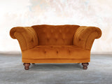 Oskar Chesterfield Chair In Burnt Orange Lush Velvet