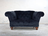 Oskar Chesterfield Chair In Indigo Vintage Velvet