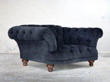 Oskar Chesterfield Chair In Indigo Vintage Velvet