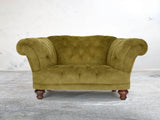 Oskar Chesterfield Chair In Olive Vintage Velvet