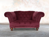 Oskar Chesterfield Chair In Wine Lush Velvet