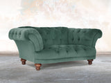 Oskar Chesterfield Snuggler In Aqua Lush Velvet
