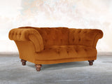 Oskar Chesterfield Snuggler In Burnt Orange Lush Velvet