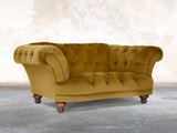 Oskar Chesterfield Snuggler In Golden Lush Velvet