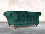 Oskar Chesterfield Snuggler In Kingfisher Lush Velvet