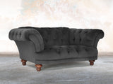 Oskar Chesterfield Snuggler In Nickel Lush Velvet