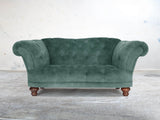 Oskar Chesterfield Snuggler In Ocean Storm Vintage Velvet