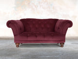 Oskar Chesterfield Snuggler In Wine Lush Velvet