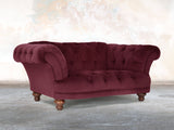 Oskar Chesterfield Snuggler In Wine Lush Velvet