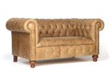 Peggy Snug 2 Seat Chesterfield Sofa In Tan Vintage Leather (Ex-Display)