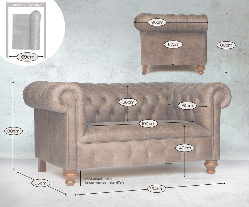 Peggy Snug 2 Seat Chesterfield Sofa Dimensions