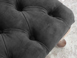 Queen Anne Footstool In Black Cat Vintage Velvet