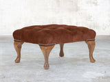 Queen Anne Footstool In Burnt Umber Vintage Velvet