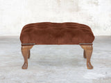 Queen Anne Footstool In Burnt Umber Vintage Velvet