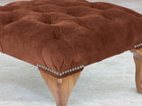 Queen Anne Footstool In Burnt Umber Vintage Velvet