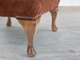 Queen Anne Footstool In Burnt Umber Vintage Velvet