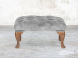 Queen Anne Footstool In Dove Vintage Velvet