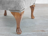 Queen Anne Footstool In Dove Vintage Velvet
