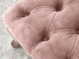 Queen Anne Footstool In Dusky Pink Vintage Velvet