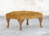 Queen Anne Footstool In Gold Vintage Velvet