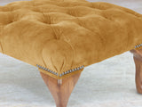 Queen Anne Footstool In Gold Vintage Velvet