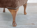 Queen Anne Footstool In Hickory Vintage Velvet
