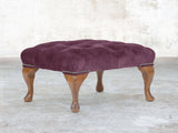 Queen Anne Footstool In Imperial Vintage Velvet