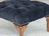 Queen Anne Footstool In Indigo Vintage Velvet