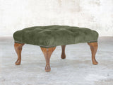Queen Anne Footstool In Jade Vintage Velvet