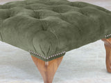 Queen Anne Footstool In Jade Vintage Velvet