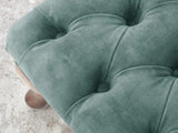 Queen Anne Footstool In Ocean Storm Vintage Velvet