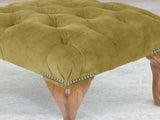 Queen Anne Footstool In Olive Vintage Velvet