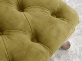 Queen Anne Footstool In Olive Vintage Velvet