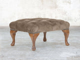 Queen Anne Footstool In Otter Vintage Velvet
