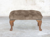 Queen Anne Footstool In Otter Vintage Velvet