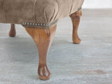 Queen Anne Footstool In Otter Vintage Velvet