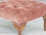 Queen Anne Footstool In Pink Blush Vintage Velvet
