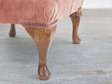 Queen Anne Footstool In Pink Blush Vintage Velvet