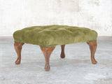 Queen Anne Footstool In Spring Meadow Vintage Velvet