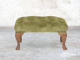 Queen Anne Footstool In Spring Meadow Vintage Velvet