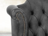 Queen Anne Wing Chair In Black Vintage Leather