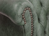 Queen Anne Wing Chair In Green Vintage Leather