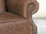 Queen Anne Wing Chair In Hickory Vintage Leather
