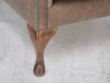 Queen Anne Wing Chair In Hickory Vintage Leather