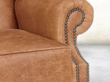 Queen Anne Wing Chair In Pecan Vintage Leather
