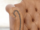 Queen Anne Wing Chair In Pecan Vintage Leather