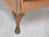 Queen Anne Wing Chair In Pecan Vintage Leather
