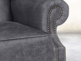 Queen Anne Wing Chair In Thunder Vintage Leather